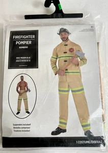 New Adult Firefighter Fireman Adult Costume Medium  - Picture 1 of 8