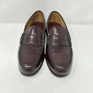 TownCraft Burgandy Penny Loafers genuine hand sewn leather mens 9.5D - Picture 1 of 15