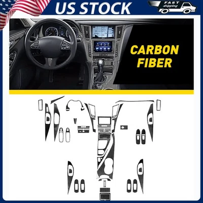 Cubierta interior de consola central de fibra de carbono para Infiniti Q50 Q60 2014-2020 Foto 1 de 4