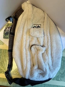 NWT Kavu Rope Sling Sherpa Fleece Bag CREAM Fuzzy Backpack Travel Insulated - Picture 1 of 14