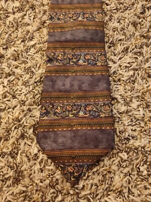 Botany 500 Neck Tie Adult Mens Gray Striped Floral 100% Silk USA Made Necktie - Image 1 of 4