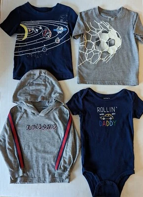 4 Pc's Boy's Shirts Size 24 Months Carters Soccer, Solar System, One-Piece Navy - Image 1 of 4