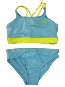 Reebok Girls 2pc Blue & Green Athletic Swim Suit Bikini Tankini - Picture 1 of 2