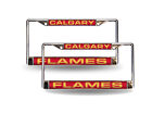Calgary Flames NHL Chrome Metal (Set of 2) Laser Cut License Plate Frames