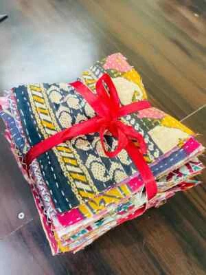 20pcs Indian SARI SQUARES kantha scraps Fabric square pack Quilting bundle craft - Image 1 of 4