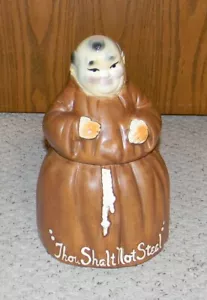 1958 Ceramic Monk Cookie Jar by William H Hirsch Mfg. - Thou Shall Not Steal - Picture 1 of 4