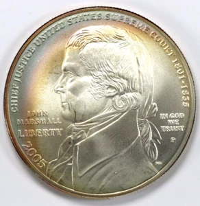 2005 P Chief Justice John Marshall 90% Silver Coin Dollar Rainbow Toning $1 - Picture 1 of 4