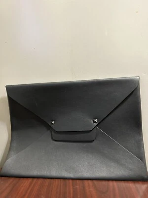 Valentino Charcoal Grey soft leather Envelope studded Medium Clutch - Image 1 of 4