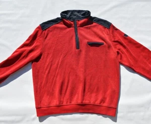 Bugatti Sweater Adult Size XL 1/4 Zip Jumper Jacket Red Blue Cotton Blend Mens - Picture 1 of 15