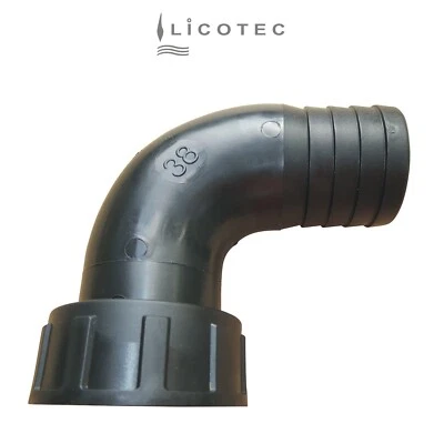 BUCCHI PP-Überwurf-Winkel-Schlauchtülle (90° / 1 1/2" IG / Schlauch 38mm / EPDM)