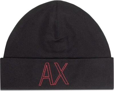 Chapéu gorro ARMANI EXCHANGE AIX bordado logotipo preto novo com etiquetas - Imagem 1 de 3