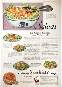 Sunkist Oranges Fruit Salads Vintage 1924 Ad Magazine Print Recipes - Picture 1 of 7