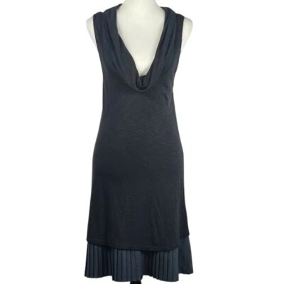 Vestido Free People Negro Gris Capucha Cuello Talla M Sin Mangas Elastizado Plisado Gatsby Foto 1 de 4
