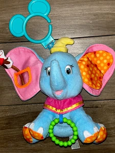 Disney Baby Dumbo Elephant Plush Stuffed Toy Rattle Teether Sensory Kid's Lovey - Picture 1 of 20