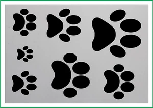 Various paw prints mylar stencil, 190 micron reusuable flexible stencil - Picture 1 of 1