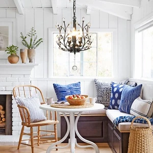 3 Light Branch Crystal Chandelier Small Flush Mount Vintage Pendant Hanging Ligh - Picture 1 of 17