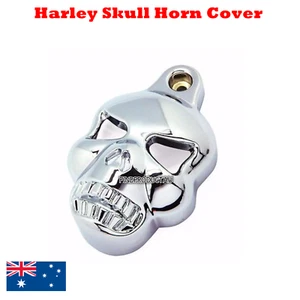 Motorcycle Chrome Skull Horn Cover Harley Big Twins V-Rods Stock Cowbell 92-2014 - Imagen 1 de 5