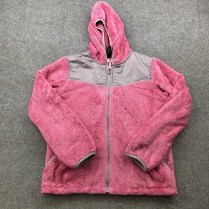 The North Face Jacket Girls XL Pink Gray Full Zip Fleece Hooded Osito Preppy - Picture 1 of 9