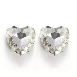 20 rose cuore cristallo trasparente argento 10x10 mm cucire su strass perline - Foto 1 di 7