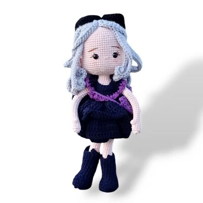 Handmade Crochet  Doll in Purple  Dress - Perfect For Christmas Gift! 12*inch - Image 1 of 4