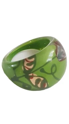 P Q 56-58mm VERDE Vintage LUCITE Cúpula Resina 1 Flor de Tulipán Grueso Anillo Joyería Foto 1 de 3