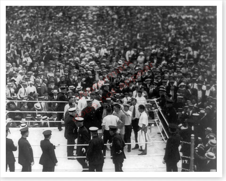 Boxer Jack Dempsey And Geroges Carpentier In Ring 8 x 10 Silver Halide Photo - Image 1 of 1