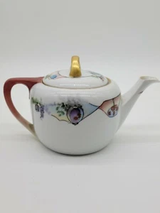 Antigua olla de té Beyer & Bock Royal Rudolstadt pintada a mano acuarela japonesa - Imagen 1 de 10