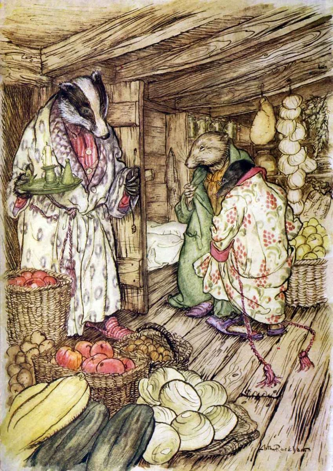A4 print poster Wind in the Willows Arthur Rackham The Badgers winter stores - Image 1 of 1