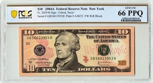 2004A Fr. 2039-B PCGS Gem UNC 66 PPQ 10 Dollars Federal Reserve Note New York - Picture 1 of 2
