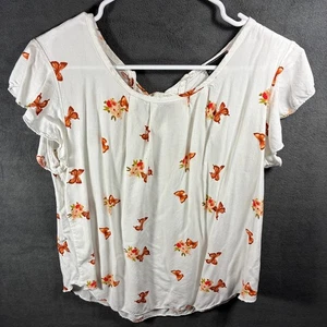 y2k vintage women top large white butterfly 2000s fairy - Picture 1 of 5