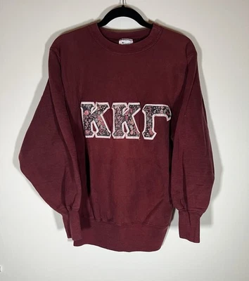 Винтажный 80-х чемпион темно-бордовый обратный плетение каппа каппа гамма цветочный толстовка L - Изображение 1 из 4