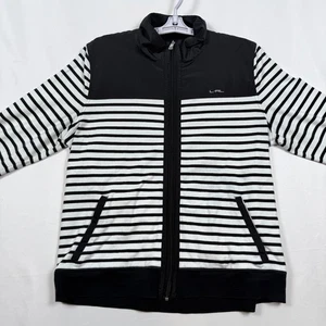 Lauren Active Ralph Lauren XL Black White Striped Full Zip Jacket - Picture 1 of 11