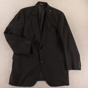 VTG Hopsack Jacket L LT 44L Black Two Button Sport Coat Jacket Tailored USA - Picture 1 of 19