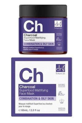 Dr Botanicals Face Mask Mattifying Superfood for Skin 60ml Charcoal Ch - Image 1 of 4