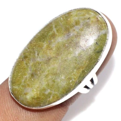 Anillo de ópalo verde australiano enchapado en plata 925 talla US 6,5 GW Foto 1 de 3