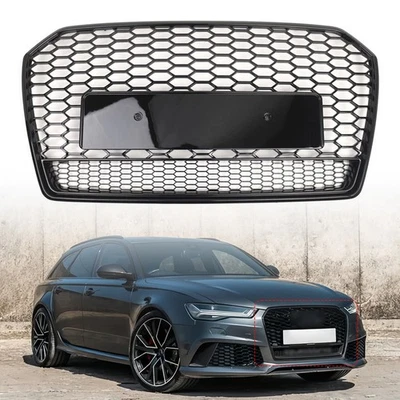 For 2016-2017 Audi A6 C7 S6 RS6 Style Honeycomb Mesh Front Grille Black Grill US Foto 1 de 4