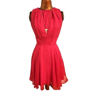 Vintage 1970s COCO California Sz 8 Hot Pink Chiffon A-Line Dress Full Skirt EUC! - Picture 1 of 5