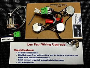 Solderless Les Paul Wiring Upgrade - Long Shaft - Shielded from Switch to Jack!
