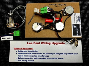 Gibson Les Paul Solderless Wiring Upgrade - Bourns Long Shaft +Tall Switch - Picture 1 of 8