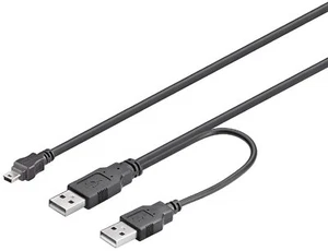 Cable USB De 2M 2X A Conector A Mini 5Pol Y-Cable #C500 - Imagen 1 de 1