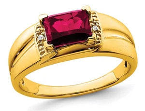 Mens 1.60 Carat (ctw) Lab Created Ruby Ring 14K Gold - Picture 1 of 4