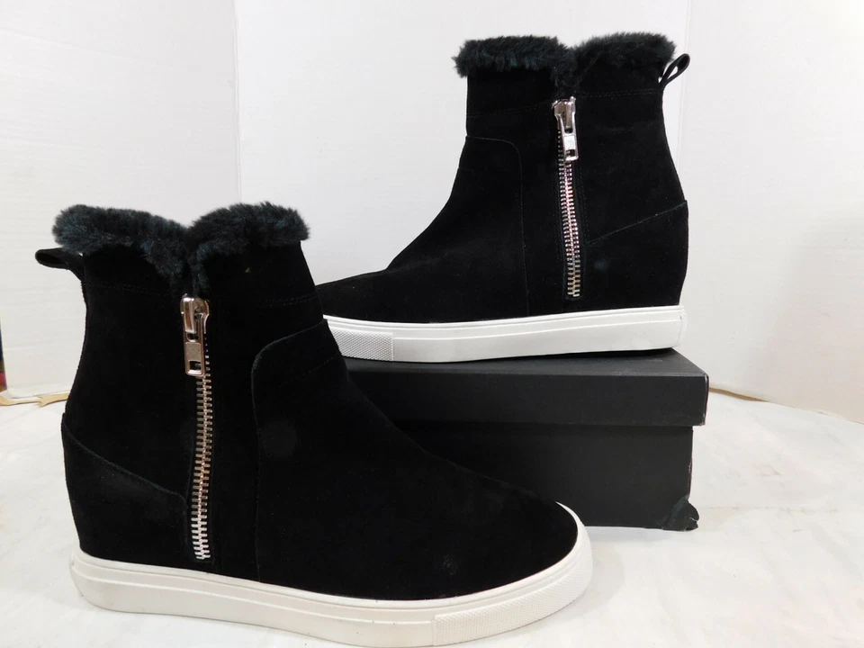 Zapatillas altas STEVEN by Steve Madden para mujer Cacia talla 8,5 M gamuza negra Foto 1 de 4