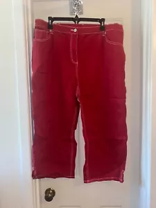 Pantalones Cortos DENIM & CO Clásicos Cintura Elastizados Sarga con Costuras ROJO MANZANA 1X - Imagen 1 de 2