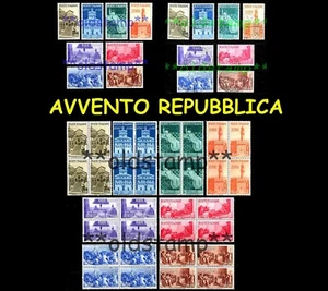 ITALIA 1946 Annata Avvento della Repubblica serie e quartine 8v. ** e Usati - Picture 1 of 20