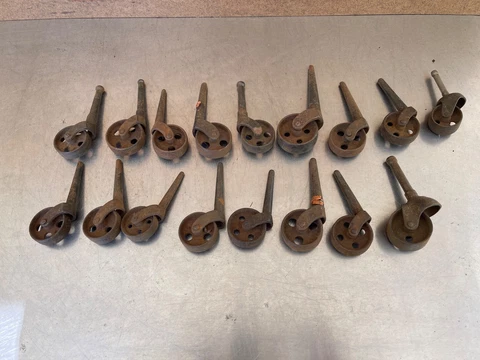 Lot of  17 Assorted Cast Iron Casters Wheels antique vintage  hardware furniture Cover