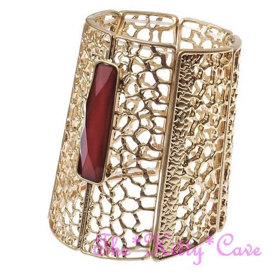 Vintage Rot & Gold Beschichtet Muster Ägyptischer Pharao Cleopatra Armreif - Bild 1 von 1