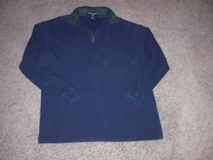 Vintage POLO SPORT Ralph Lauren blue 1/4 cotton Pullover L plaid collar - Picture 1 of 5