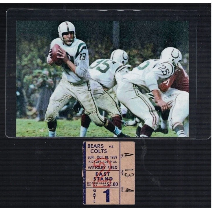 Boleto Unitas 2 TDs Chicago Bears vs Baltimore Colts 18 de octubre de 1959 Foto 1 de 1