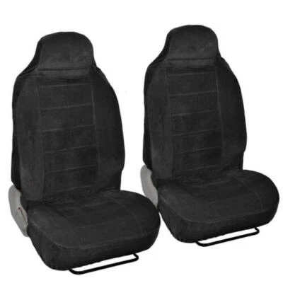 Soft & Thick Velour Front Car Seat Covers for High-Back Bucket Seats (2pc) - Image 1 of 4