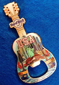 ONLINE LIBERTY RUSHMORE V17 BOTTLE OPENER FRIDGE MAGNET GUITAR Hard Rock Cafe - Picture 1 of 1
